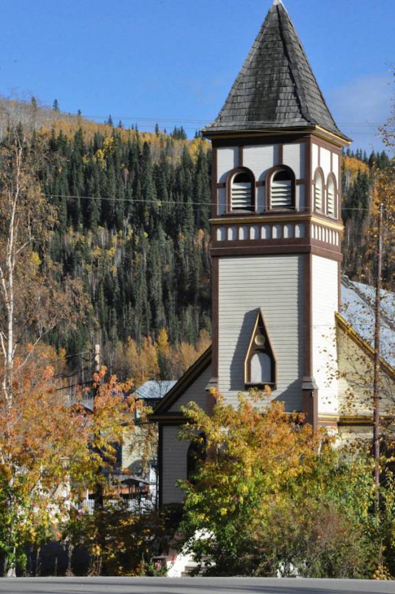 Igreja em Dawson City, no Yukon Territory, noroeste do Canadá